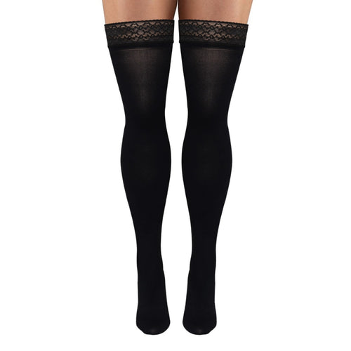 Microfiber Opaque Thigh High Stockings